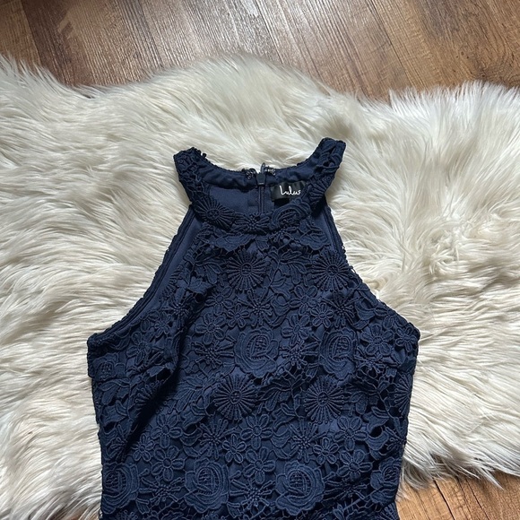 LULU’S Love Poem Navy Blue Lace Mini Dress - Picture 4 of 5